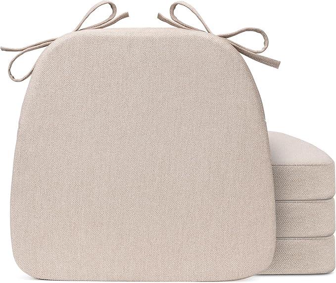 Four Dining Room Char Cushions and Beige Covers 17" x 16"