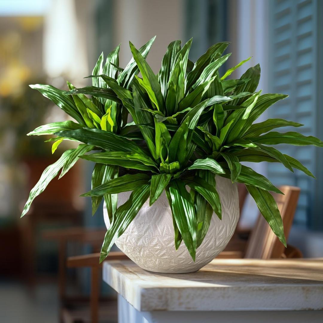 4 Pcs Artificial Greenery Stems Dracaena Faux Branches Artificial Plants Realistic Fake Dracaena Greenery Realistic Plants for Indoor Outdoor Porch Patio Home Office Living Room Decor (Green)