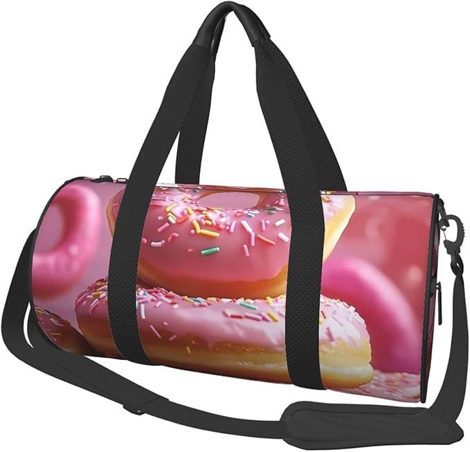 Donut Cake Large Capacity Travel Duffel Bag With Shoulder Strap, Lightweight Carry On Luggage Tote For Gym, Sports, Short Trips