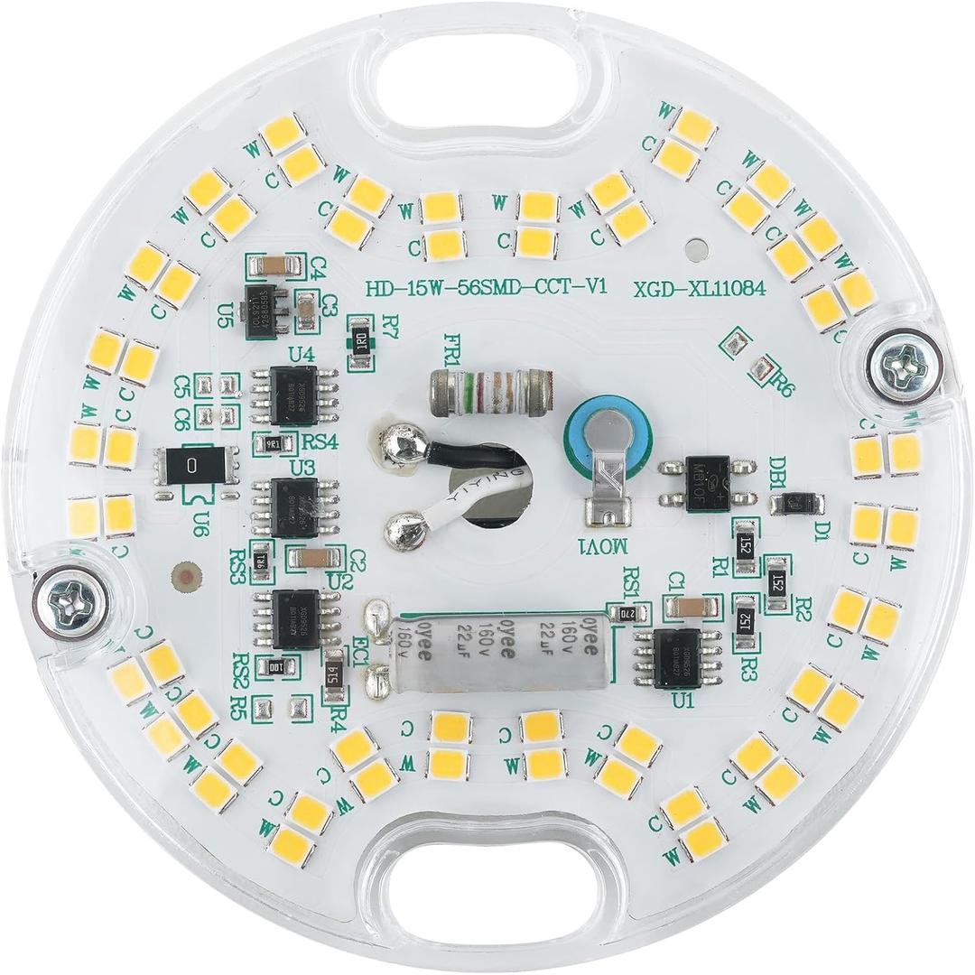 3.23'' LED Ceiling Fan Light retrofit kit,Ceiling Light Replacement Board PCB 15w 1800LM Dimmable (1-Pack White 5000K)