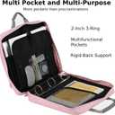 Famlife Zipper Binder with Strap - 2 Inch 3-Ring Trapper Keeper - 500-Sheet Pink Multi-Pocket Organizer Binder for School and Office