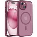 TOCOL for Phone 15 Case, Compatible with Magsafe Charger, Full Camera Protection, Drop Protection, Translucent Matte Phone Case for iPhone 15 6.1 inch (Plum)