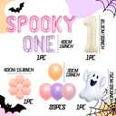 JeVenis Groovy Halloween 1st Birthday Party Decorations Spooky One Balloons Banner Ghost Balloons for Daisy Boho Halloween Spooky One Birthday Supplies (Orange1)