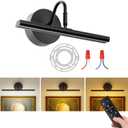 Hardwired Picture Light 12" LED Wall Art Light with Remote, 3CCT Dimmable Picture Lights for Wall, Gallery Art Lamp for Paintings Poster Light, 2700K-6500K Warm Nature White, 12W, Black