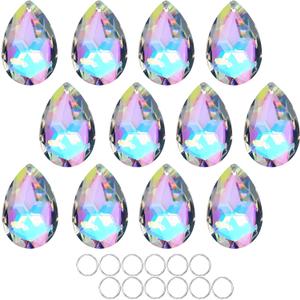 HDCRYSTALGIFTS 12 Pieces 50mm Crystal Prisms Chandelier Colorful Bauhinia Ornament Pendants Rainbow Maker Hanging Prisms for Wedding Party Christams Tree Garlands Decoration DIY Jewelry