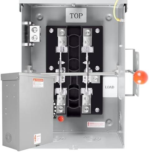 200 Amp Manual Transfer Switch, 120/240V 48000W Transfer Switches for Outdoor and Indoor Use, Heavy Duty Construction, Enlarged NEMA 3R Enclosure, Reliable and Stable, Multiple Safety Protections