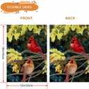 2 x Fall Garden Flag Cardinal Birds 12x18 Inch Double Sided, Autumn Leaves Decorative Yard Flags for Anniversary Yard Outside Holiday Seasonal Decoration