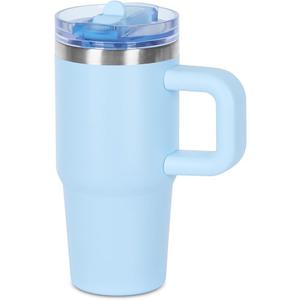 14 oz Tumbler for kids with Detachable Flip Straw Lid and handle, 100% Leak Proof 14 oz mini cup, Stainless Steel Vacuum Insulated Tumbler, Wide Mouth Easy to Clean, Keep Cold or Hot (Sky Blue)
