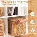 Jinei 6 Pcs Wicker Storage Basket with Lid Bulk 12 x 12 x 12 Inch Handwoven Water Hyacinth Cube Bin with Handles Woven Laundry for Organizer Shelves Wood Color