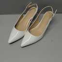 GENSHUO Low Kitten Heels Women's Slingback Dressy Pumps Pointed Closed Toe Ankle Strap Elegant Wedding Pumps Formal Comfortable Shoes, 7.5