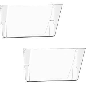 Clear Acrylic Single Pocket, Plastic Hanging Wall Mount File Holder for Office Home (Clear, 2 Pack)