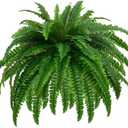 GYERB Large Fake Boston Ferns, 88 Branches Artificial Ferns, Faux Fern Plants for Home, Office, Garden Indoor Outdoor Decoration(48 inch,1pack) (47-88 Leaves)