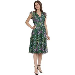 Maggy London Women's V-Neck Garden Floral Embroidered Dress Colorful Feminine Party Event Occasion Guest of, 14
