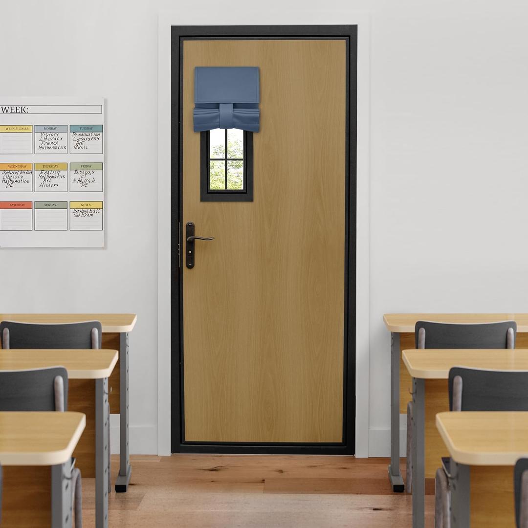 HOMEIDEAS Classroom Blackout Curtains for Front Door,Classroom Door Window Cover, Privacy Shades Thermal Insulated Small Window Covering, 1 Panel, W10 X L38 Inch, Stone Blue