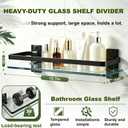 AIJALY 3 Pack Bathroom Glass Shelf,Aluminum Tempered Glass 0.3in Extra Thick Rectangular 1 Tier Storage Organizer Wall Mount,Black 15.7in