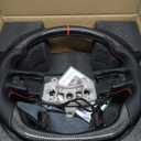 Heated Steering Wheel for Dodge Ram 1500 TRX 2021-2024 Hydro-Dip Carbon Fiber D-shaped Flat-bottom Perforated Leather Grip Hand-Stitched Fit for Ram 1500 TRX Steering Wheel