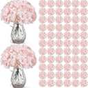 Auihiay 104 pcs Hydrangea Artificial Flowers, Pink Silk Hydrangea Heads with Stems, Hydrangea Flowers for Wedding Centerpiece, Baby Shower, Home Garden Party Decor (Pink)