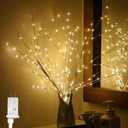 Rivokeer Lighted Birch Branches 34IN 180 LED with Timer, Artificial Tree Branches with Warm White Fairy Lights for Christmas Holiday Home Decoration, Plug in