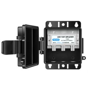 TKCHAX UHF/VHF TV Antenna Combiner & Diplexer: Eliminate Rotators, Merge 2 Antennas into 1 Coax Output - Weatherproof for Harsh Outdoor/Indoor Installation