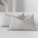 Leather Pillow Covers 12x20 Set of 2 Linen Style Black Lumbar Pillow Covers Neutral Farmhouse Cushion Covers Waterproof Pet Hair Resistant Durable Easy Clean for Home Multi Scene Decor