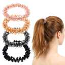 4 Pcs Rhinestone Hair Ties, Sparkly Beaded Scrunchies Crystal Elastic Ponytail Holders Hair Accessories for Women