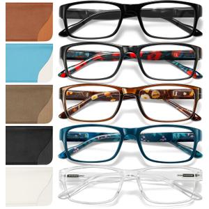 Gaoye Reading Glasses Men/Women, Eyeglasses, Blue Light Readers for Men/Women, Computer Eye Glasses, Cheaters (Black+clear+floral Green Solid Color+floral Blue Solid Color+floral Brown Solid Color), Magnification Strength: 3.25 x