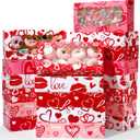 Maxcheck 48 Pcs Valentine's Day Treat Boxes Valentine Heart Cookie Boxes with Window 12 x 5.5 x 2.5 Bakery Box Heart Gift Box Candy Containers for Valentines Party Favors