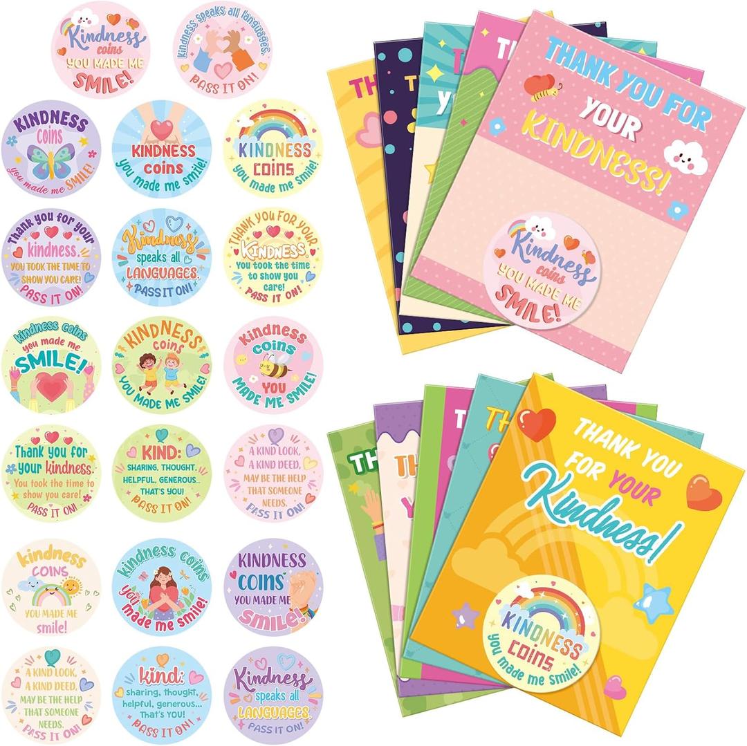 300 Pcs Kindness Week Plastic Coins with Kindness Cards Motivational Cards Inspirational Positive Incentives Be Kind Gifts for Students Classroom Encourage Prizes Supplies Kid Behavior