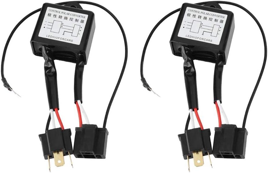 Aramox Negative Converter, 2pcs Alloy LED Negative Converter Negative Switch Harness Adaptor Reversed Polarity for H4