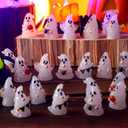 80 Pcs Halloween Glow in Dark Ghost Luminous Mini Resin Ghost Figurines Bulk to Hide Halloween Miniature Figurines Decorations for Landscape Patio Garden Yard Party Village Crafts