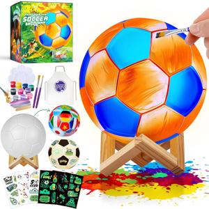 Paint Your Own Soccer Ball Lamp Kit, World Cup Soccer Gifts 3D Night Light, Art Supplies Creativity Arts and Crafts for Kids Ages 8-12, Birthday Gifts for Kids Boys Girls Ages 3 4 5 6 7 8 9 10 11 12+