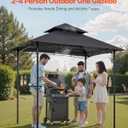 VEVOR Grill Gazebo, 8 x 5 ft Outdoor BBQ Gazebo with Double-Tiered Roof, Powder-Coated Steel Patio Grill Shelter with 2 Side Shelves & 8 Hooks, Grilling Canopy for Patio Backyard Garden Picnic