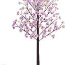 6FT Lighted Cherry Blossom Tree - Faux Artificial Light Up Cherry Blossom Trees with 112 Lights, 336 Lush Flowers, Timer, Remote 8 Modes Pink Tree for Spring Wedding Party Indoor Outdoor Decor