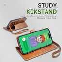 FLIPALM Wallet Case for iPhone 17 Series with Wrist Strap - PU Leather Folio Flip with Credit Card Holder & Kickstand, Protective Cover (Grayish-Brown, for iPhone 17 Pro Max)