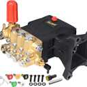 TOOLCY Pressure Washer Pump 3600-4000 PSI Max, Replacement Pump 4 GPM, Triplex Plunger, Horizontal 1" Shaft Gas Power Washer Pump with Pressure Adjustment Unloader & Chemical Injection, Direct Drive