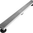 Neodrain 28-Inch Linear Shower Drain with Removable Quadrato Pattern Grate, Brushed 304 Stainless Steel Rectangle Shower Floor Drain,Linear Drain with Leveling Feet,Hair Strainer