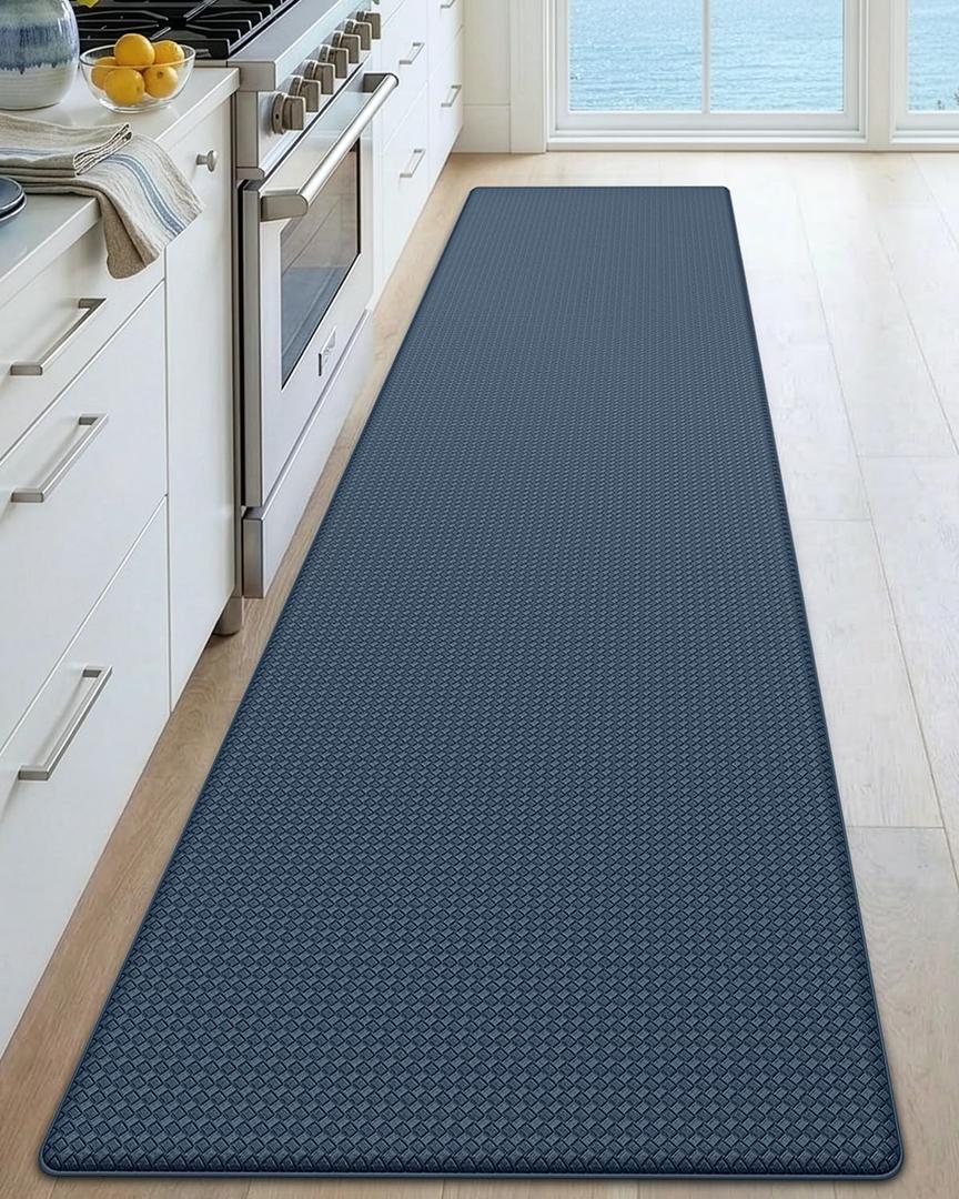 DEXI Kitchen Floor Mats Cushioned Anti Fatigue,17x79,Long Standing Runner Rug Waterproof, Comfort Memory Foam Padded for Front Sink Laundry, Navy (Dark Blue)