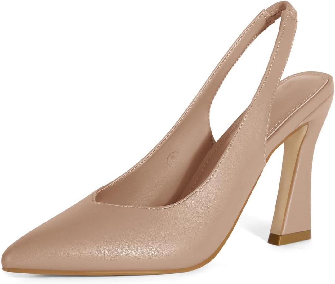 gihubafuil Womens Slingback Kitten Heels Closed Pointed Toe Wedding Party Dress Pumps Shoes (7.5, Khaki)
