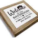 3 x Funny Dog Bathroom Decor - Rustic Wooden Box Sign for Bathroom Shelf, Vintage Decorative Accessory, Freestanding Tabletop Restroom Sign, Welcome to the Bathroom A Dog Will Be with You Shortly (Style 01)