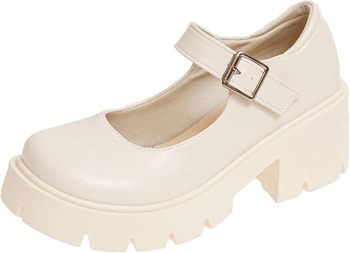 Women's Platform Mary Janes Chunky Heel Ankle Strap Uniform Dress Shoes Heeled Gothic Lolita Oxfords, Size: 9