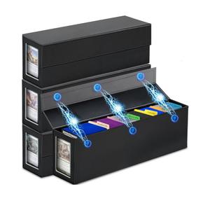 Swaitee Trading Card Storage Box, Magnetic, Toploaders, Black, Bulk Boxes for Tcg, Sports, Game, Basketball, Fits 850 Sports and 1200 Standard Cards6 Pack