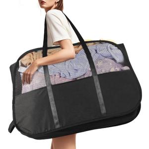 Collapsible Laundry Baskets with Easy Carry Handles, 95L Clothes Hamper for Storage, Foldable Laundry Basket Tear-proof, Large Pop Up Hampers for Laundry, Bedroom, Bathroom, Dorm Black