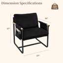 Modern Accent Chair, Plush Boucle Fabric Armchair with Soft Cushion, Cozy Reading Chair for Living Room, Bedroom, Home Office, Black (Set of 1)