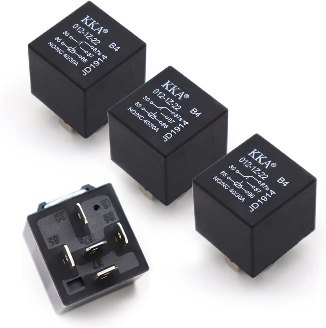 4 PCS 40A Automotive Relays, 5 Pin Relay, 12V Waterproof Car Relay, Auto Relay Switch, Replacement for Car Boat Outboard Motor (Black)