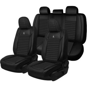 Car Seat Cover Fit for Toyota Camry 2000-2026 Full Coverage Nappa Faux Leather Car Seat Protector, Fashion Anti-Slip Waterproof Easy to Install, Auto Interior Accessories(Full Set,Black&Black)