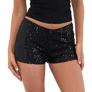 Women Y2k Sequin Micro Shorts Low Rise Bodycon Sparkly Mini Shorts Sexy Going Out Bottoms Rave Party Clubwear XS