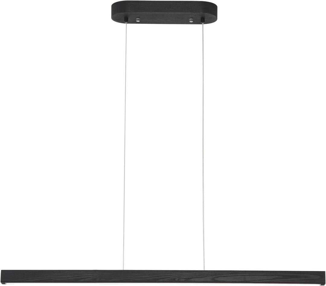 47" Black Linear Pendant Light Wooden Led Linear Pendant Light Fixtures Ceiling Hanging Dimmable Pendant Lights for Dining Room Kitchen Island Pool Table Lights Black Wood Finish