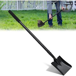 Small Square Shovel for Digging with Metal Handle, 43.3 Inch Heavy Duty Small Shovel, Trench Shovels Ideal for Digging Gardening Trenching Camping Planting Transferring, Black
