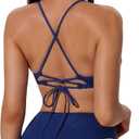 SUUKSESS Women Sexy Triangle Bikini Sets Textured High Cut 2 Piece Bathing Suit (Blue, M)