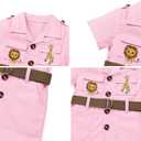 ABAFIP Baby Girl Toddler Boy Safari Birthday Outfit Short Sleeve One Piece Romper Jumpsuit with Belt Hat 6-12 M